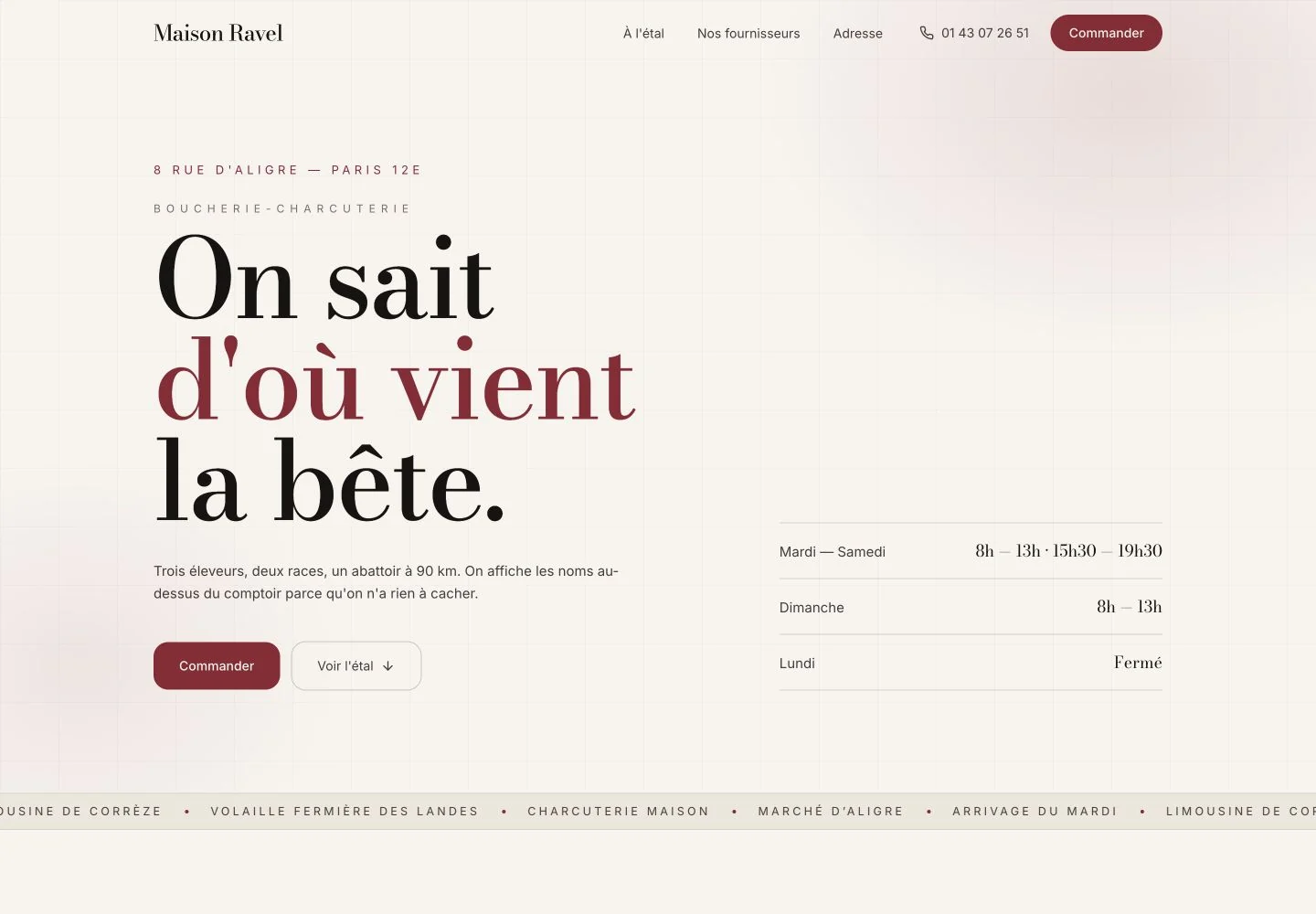Page d’accueil de la démonstration Maison Ravel