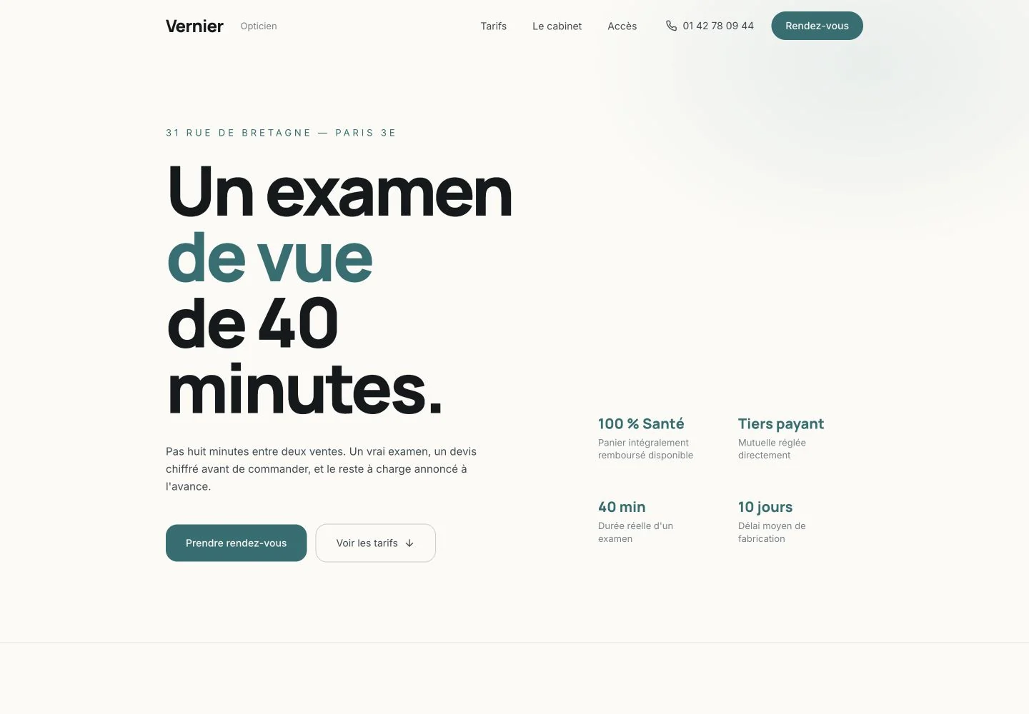 Page d’accueil de la démonstration Vernier
